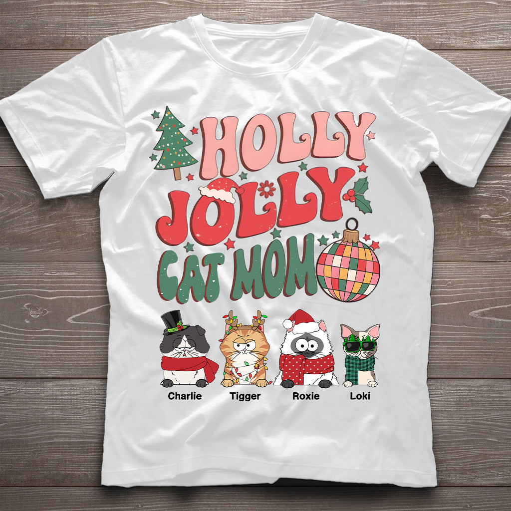 Maman chat/maman chien - T-shirt et sweat à capuche personnalisés pour chat Holly Jolly