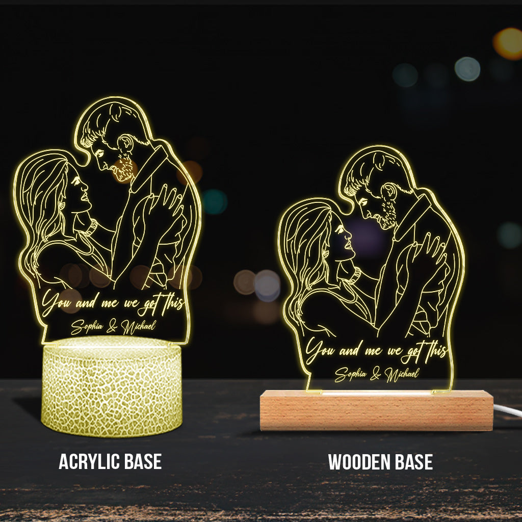 Line Drawing Couple - Personalized Couple Shaped Plaque Light Base