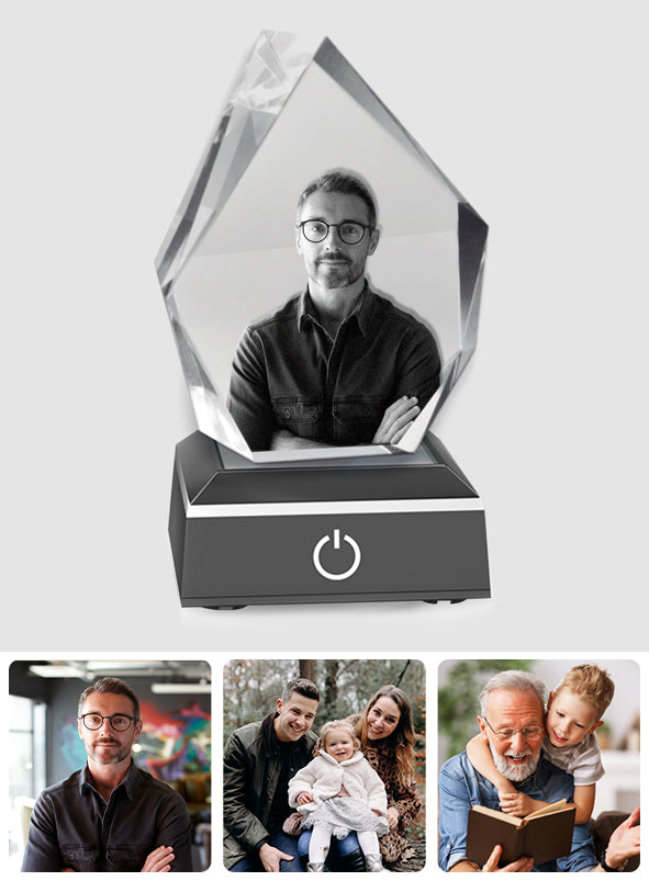 Custom Photo - Personalized Uncle Laser Engraving 3D Iceberg Shaped Crystal Lamp