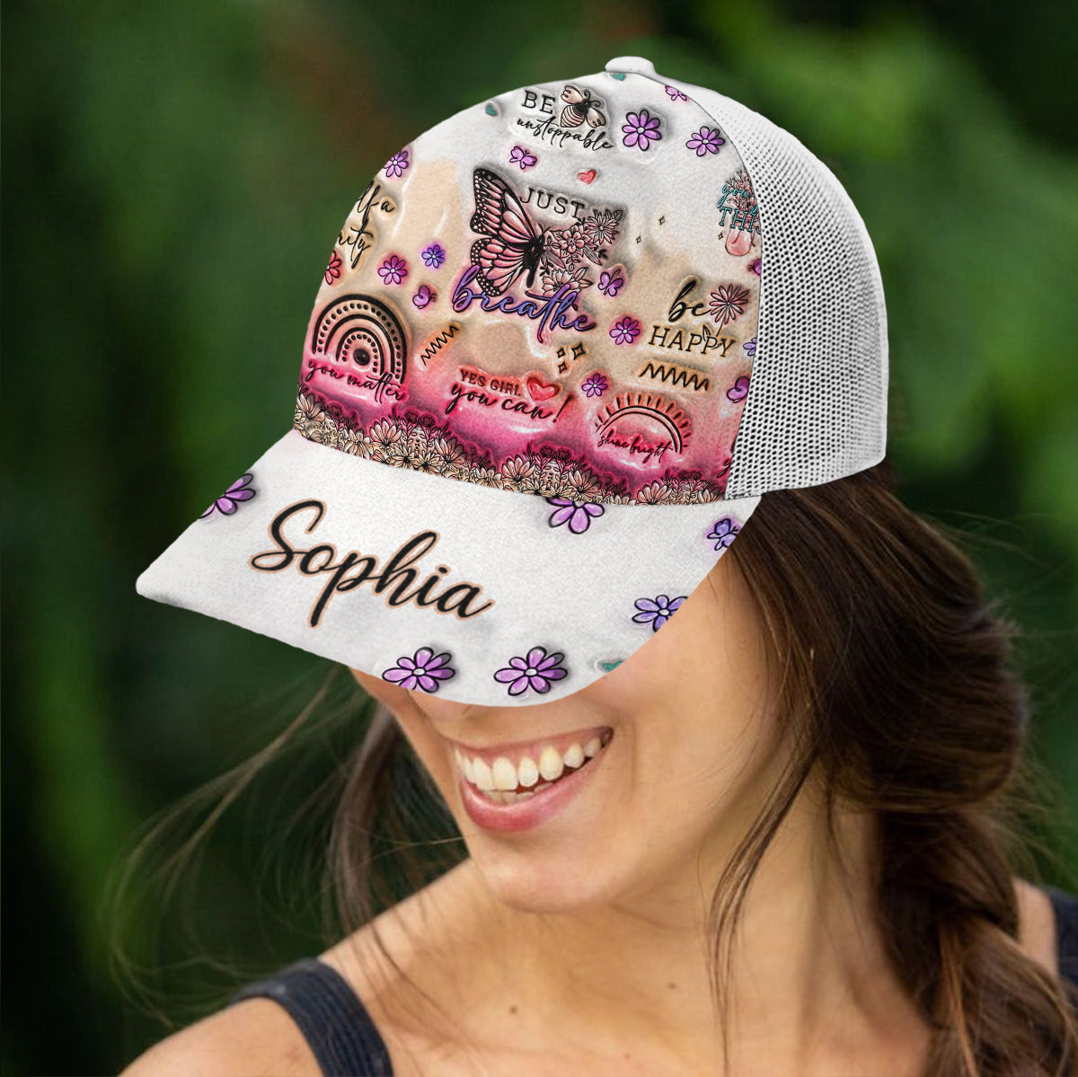 Casquette trucker papillon personnalisée avec affirmations positives