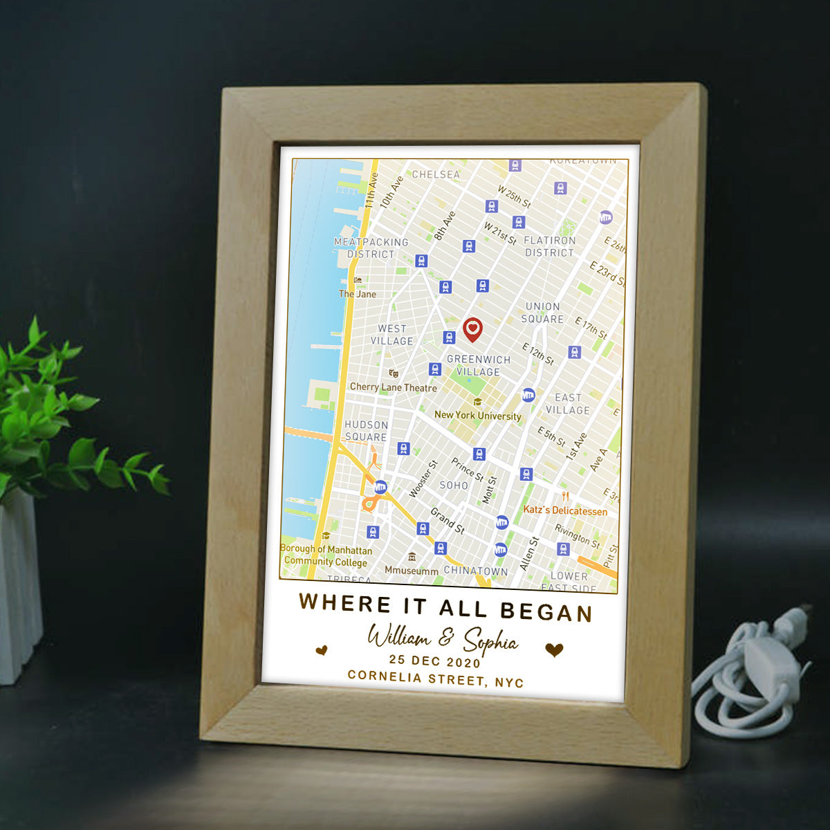 Where It All Began - Personalized Couple Light Photo Frame