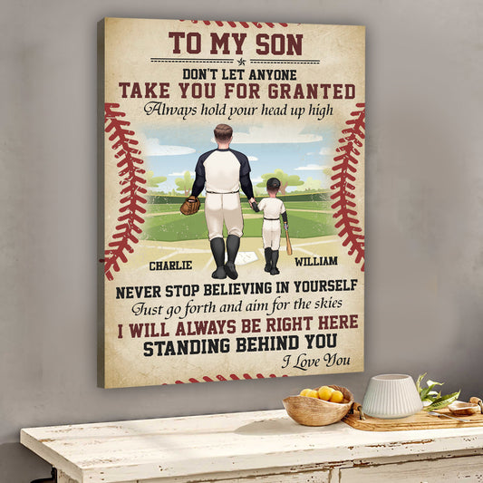 I Will Always Be Right Here - Personalized Baseball Canvas And Poster