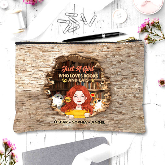Love Books And Cats - Personalized Book Pouch