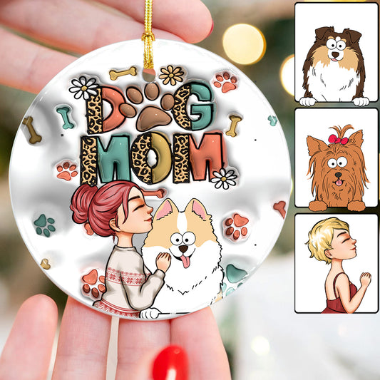 Maman Chien Maman Chat Gonflable - Cadeau pour les amoureux des chiens et des chats - Ornement rond en céramique personnalisé