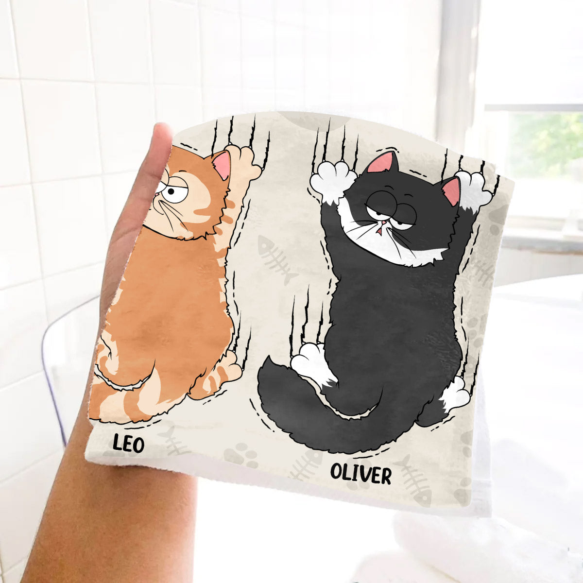Handgemachtes, personalisiertes Katzenhandtuch