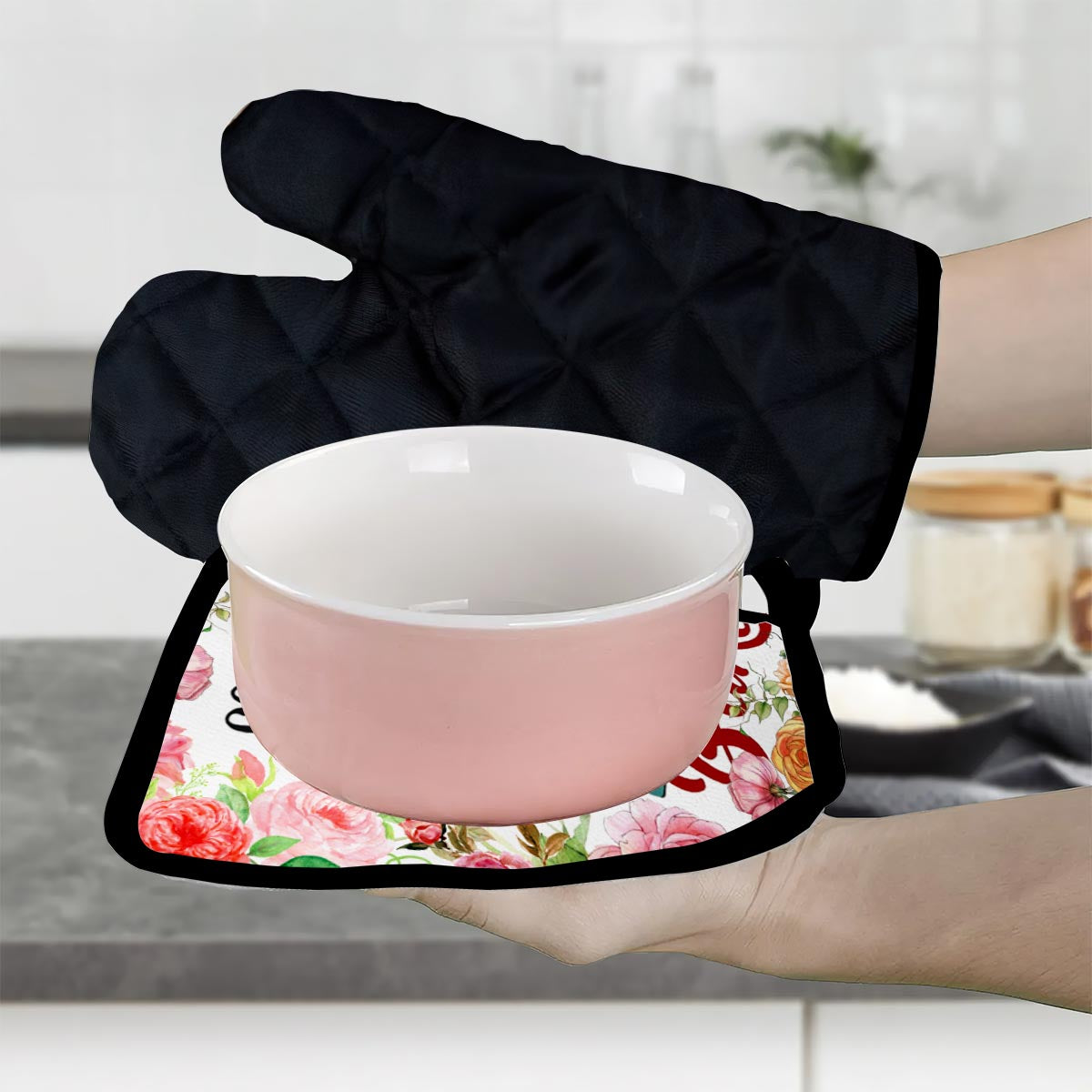 Love Baking - Personalized Baking Oven Mitts & Pot Holder Set