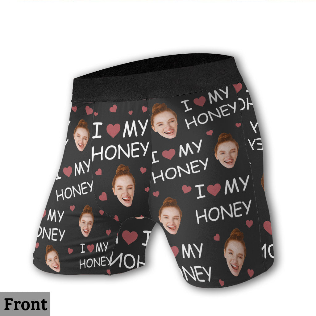 I Love My Wife/Girlfriend/Honey - Personalized Husband And Wife Men’s Boxer Briefs