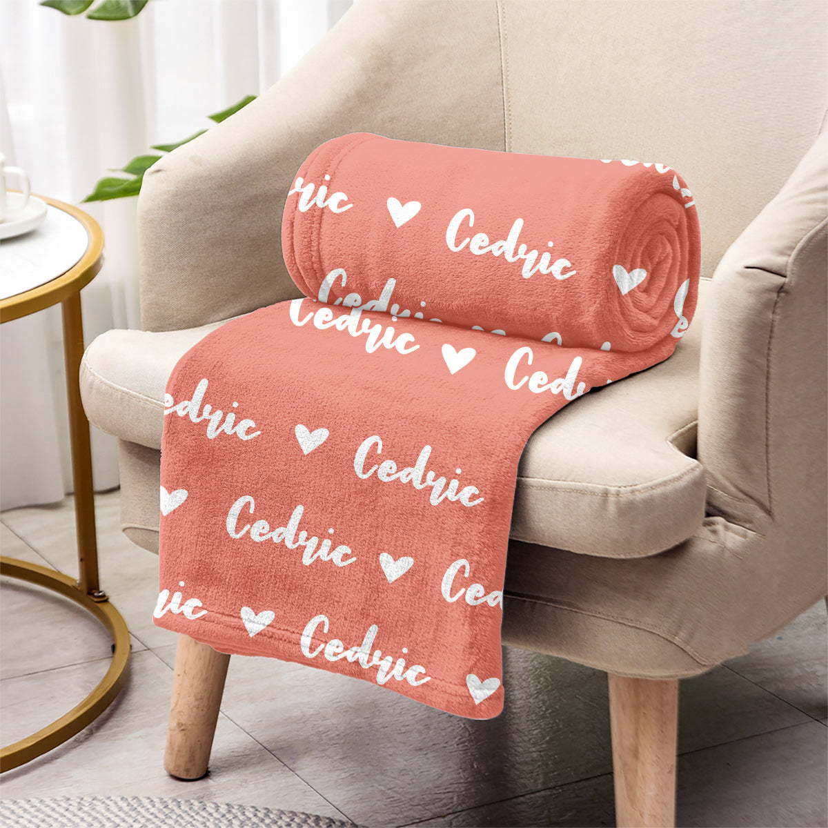 Couverture personnalisée pour nouveau-né avec motif cœur et prénom