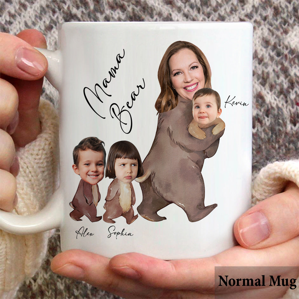 Mama Bear Watercolor Photo Custom - Personalized Mother Mug