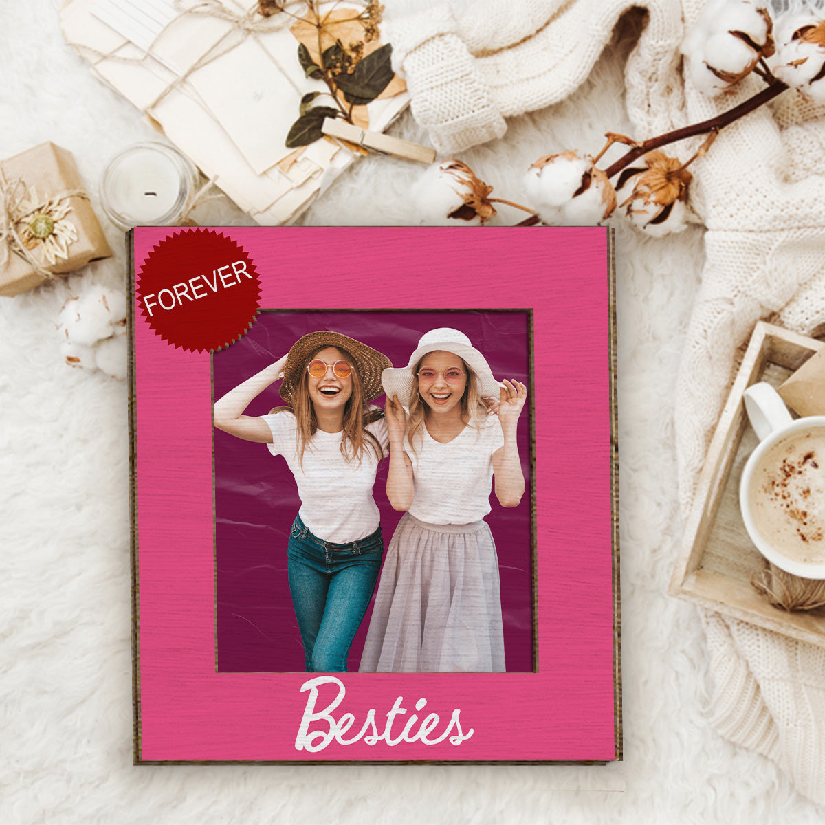 Besties Forever - Personalized Bestie 2 Layered Wood Sign / Wood Plaque