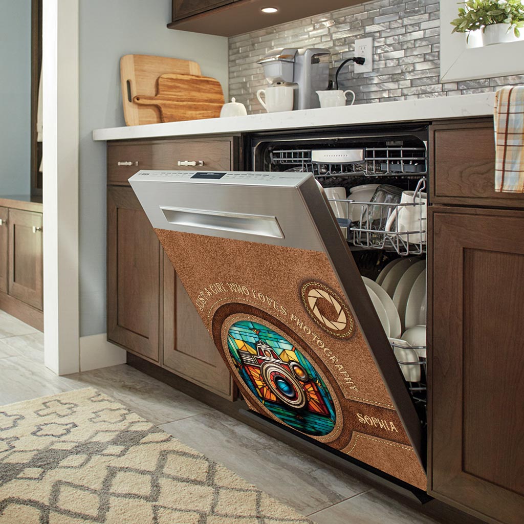 Einfach ein Mädchen, das Fotografie liebt – Personalisierte Spülmaschinenabdeckung mit Fotografie-Motiv