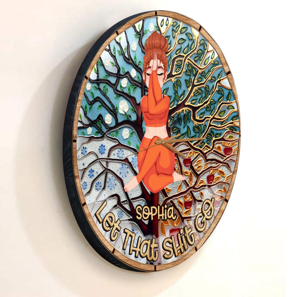 Lâchez prise - Horloge murale de yoga personnalisée