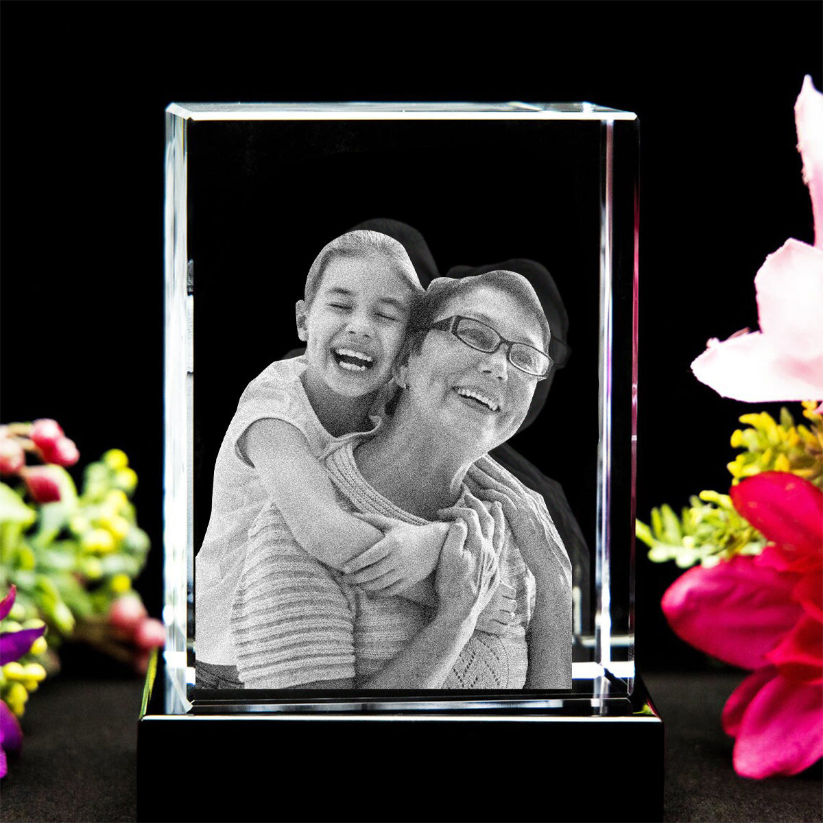 Custom Photo - Personalized Grandma Laser Engraving 3D Cuboid Shaped Crystal Lamp