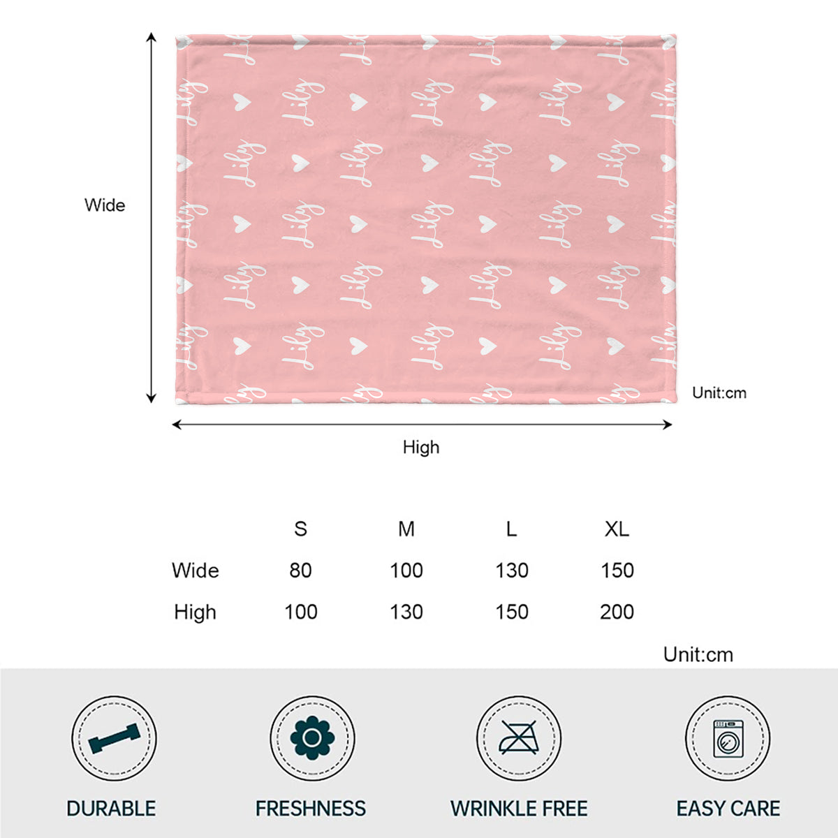 Custom Name Heart Pattern - Personalized Sibling Blanket