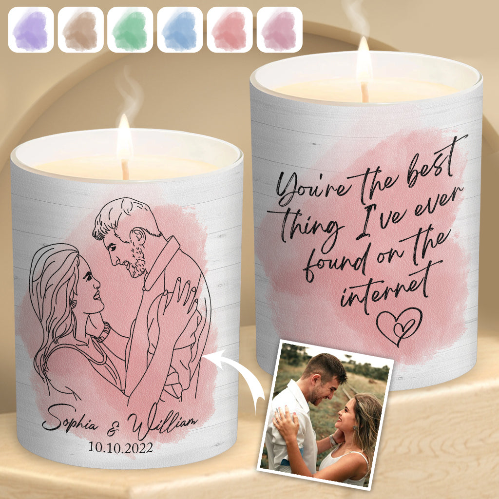 Best Thing On the Internet - Personalized Husband And Wife Candle With Wooden Lid