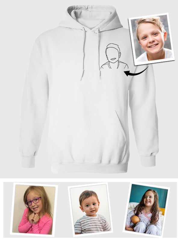 Custom Line Art - Personalized Kid Embroidered Hoodie