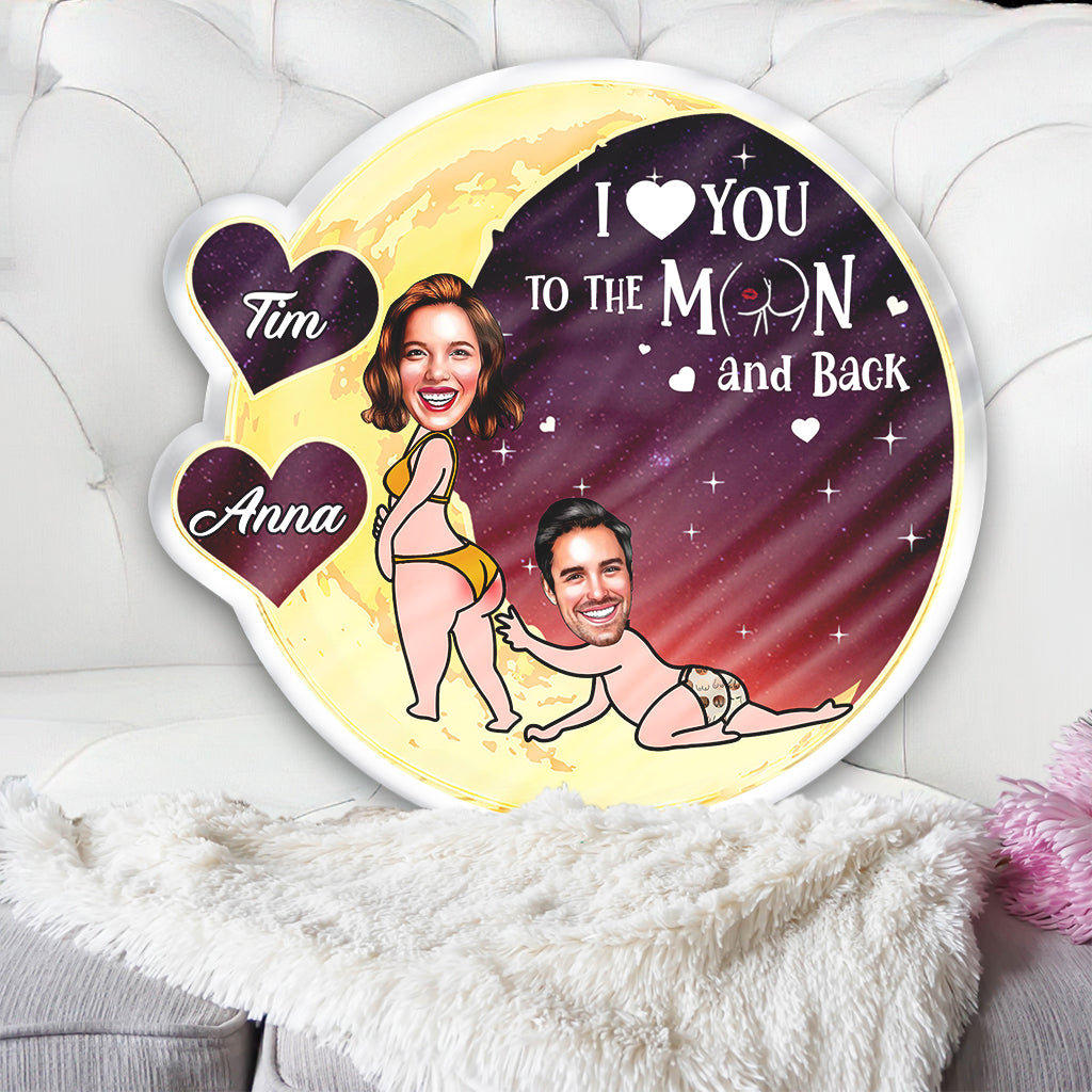 I Love You To The Moon - Personalized Couple Shaped Pillow
