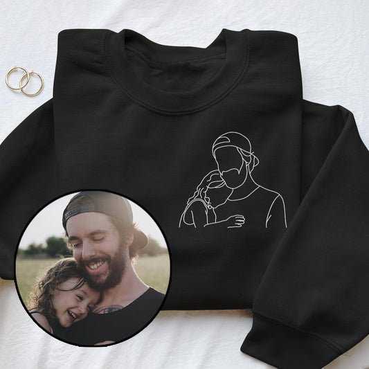 Custom Line Art - Personalized Uncle Embroidered Sweater
