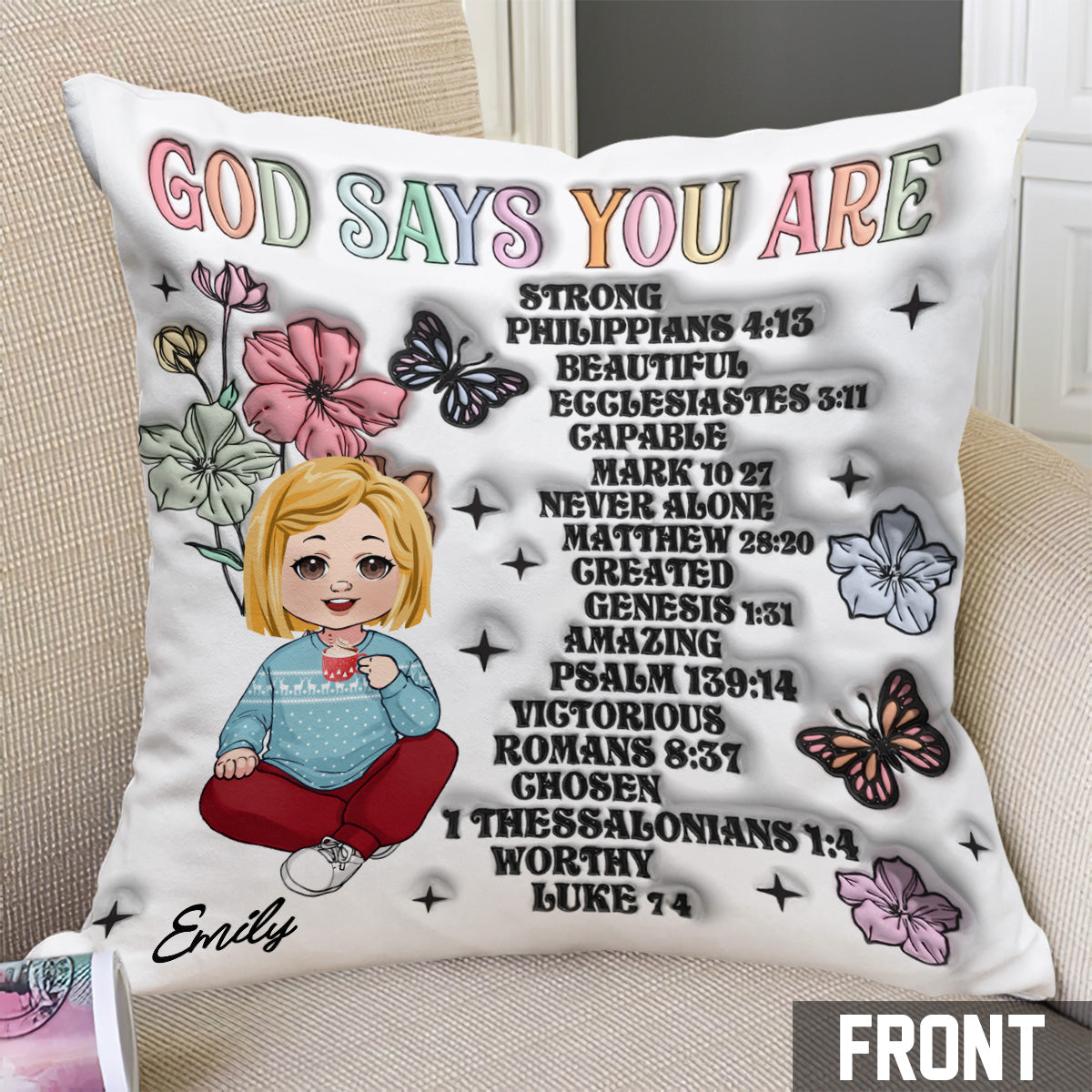 God Says You Are - Personalized Kid Throw Pillow