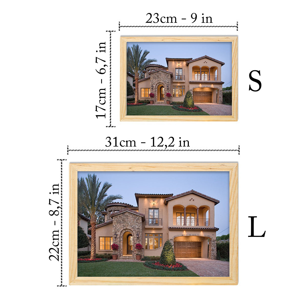 Unser Zuhause – Personalisierter Bilderrahmen mit Einweihungsbeleuchtung