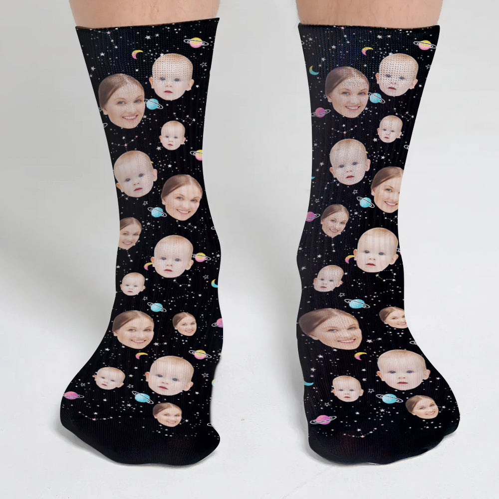 Custom Face Galaxy - Personalized Mother Socks