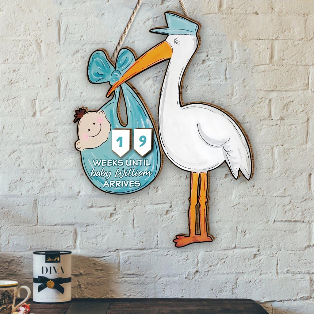 Baby Coming - Personalized Newborn Interchangeable Seasonal Wood Sign