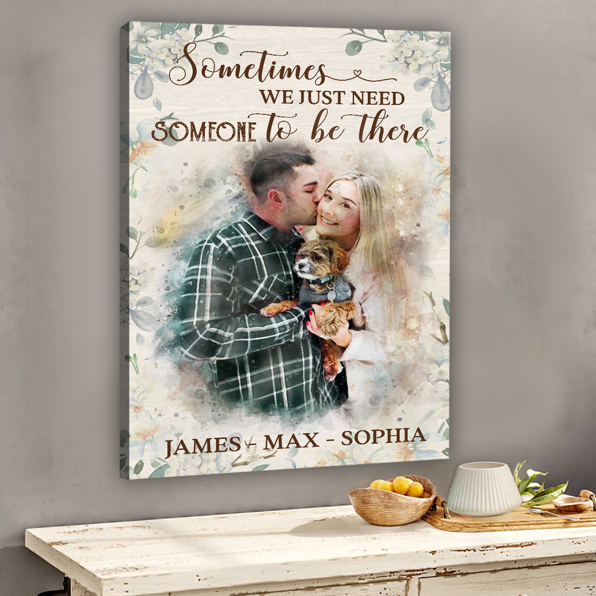 Aquarellmalerei – Personalisierte Hundeleinwand und Poster