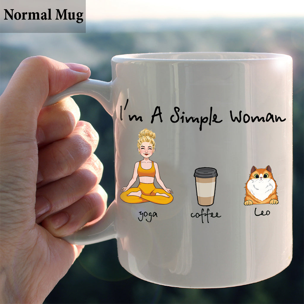 I'm A Simple Woman - Yoga gift for dog lover, cat lover, cat lover - Personalized Mug