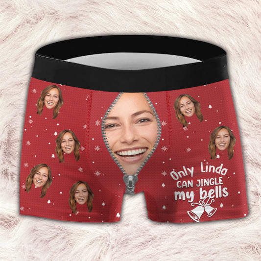 Only You Can Jingle My Bells - Personalized Couple Men Boxer Briefs