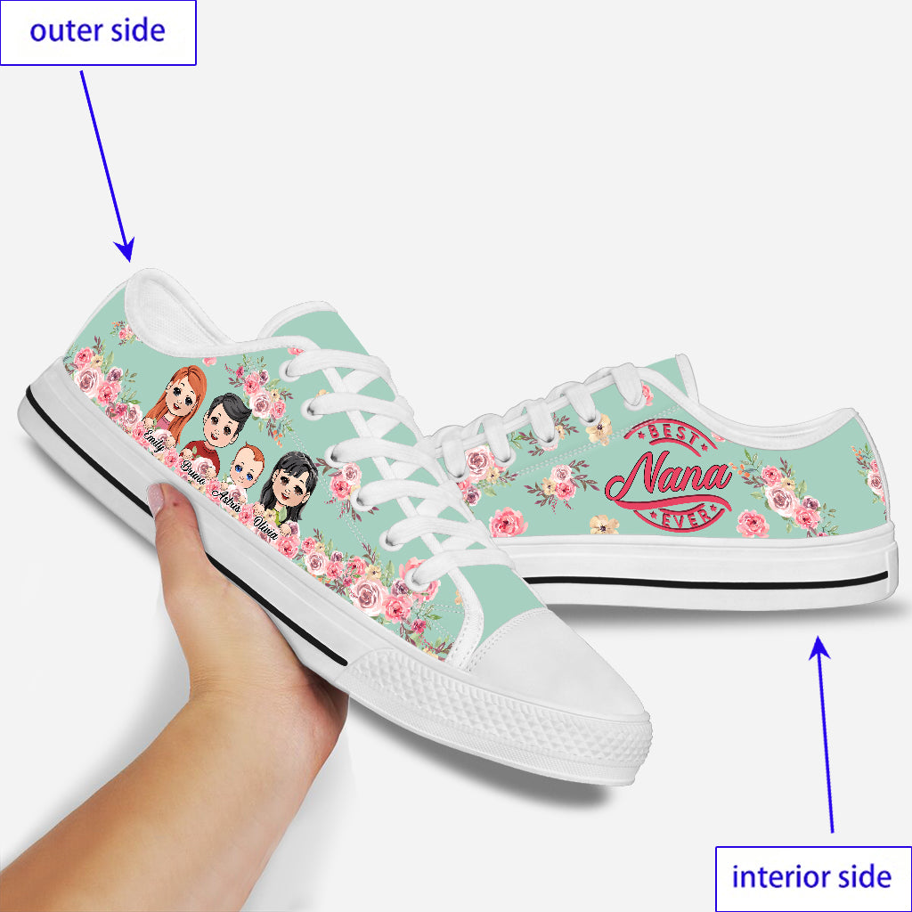 Best Grandma Mimi Nana Ever - Personalized Grandma Low Top Shoes