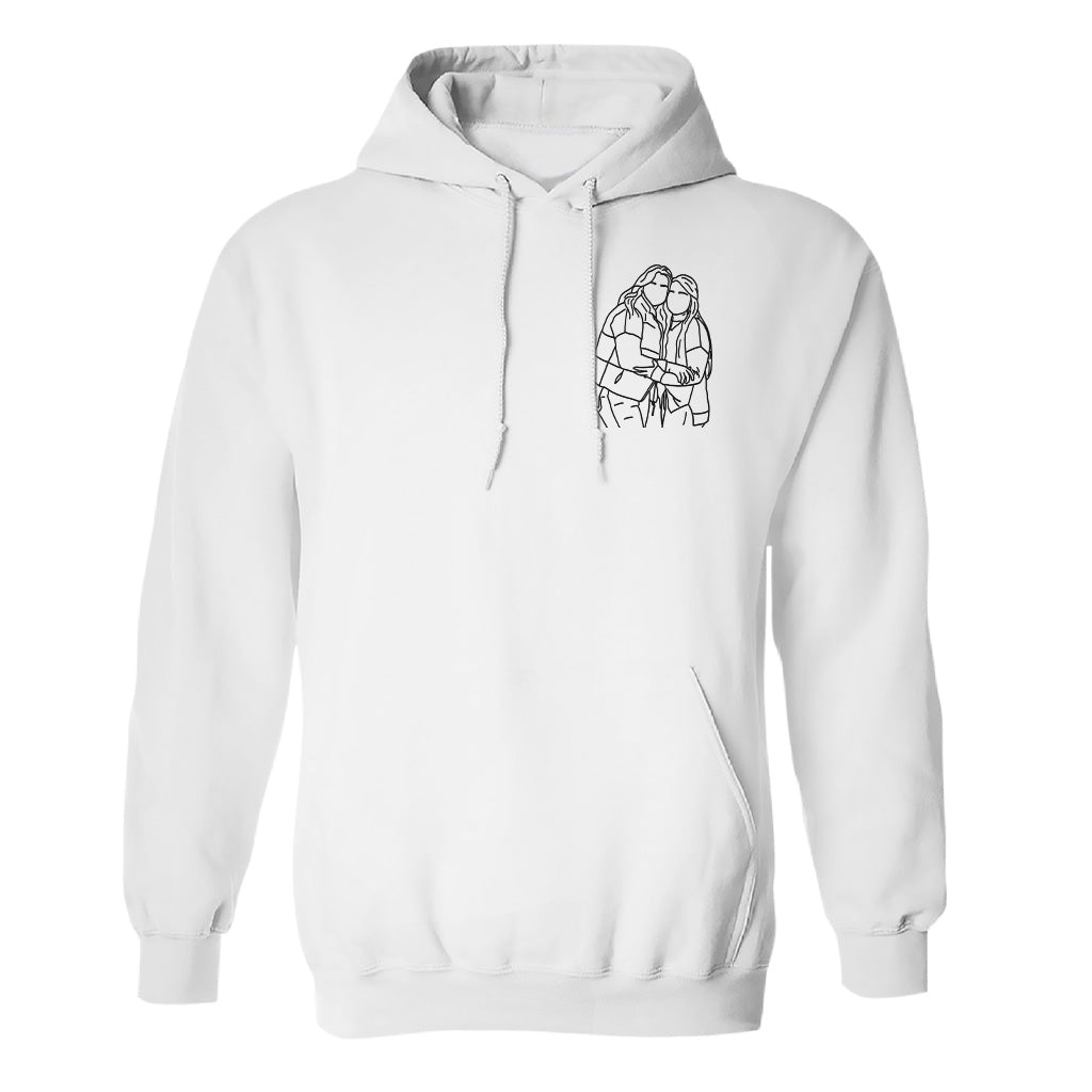 Custom Line Art - Personalized Sibling Embroidered Hoodie