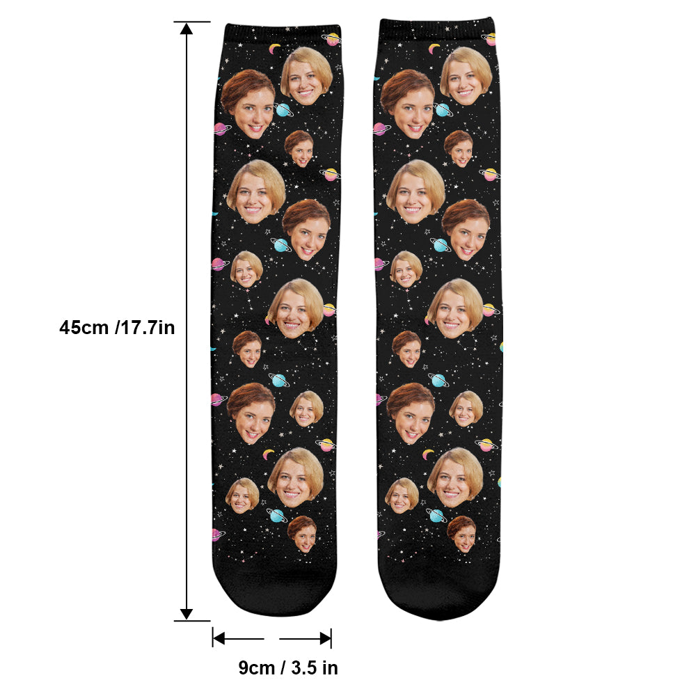 Custom Face Galaxy - Personalized Bestie Socks
