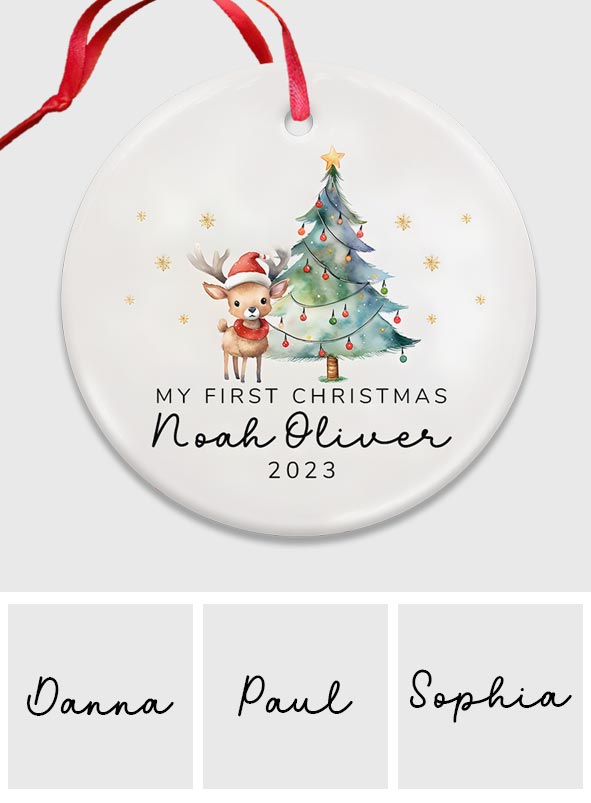 Baby First Christmas - Personalized Kid Ceramic Circle Ornament