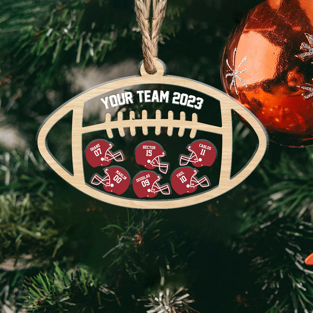 Fußballmannschaft – Personalisierter dreilagiger Fußball-Schüttelornament