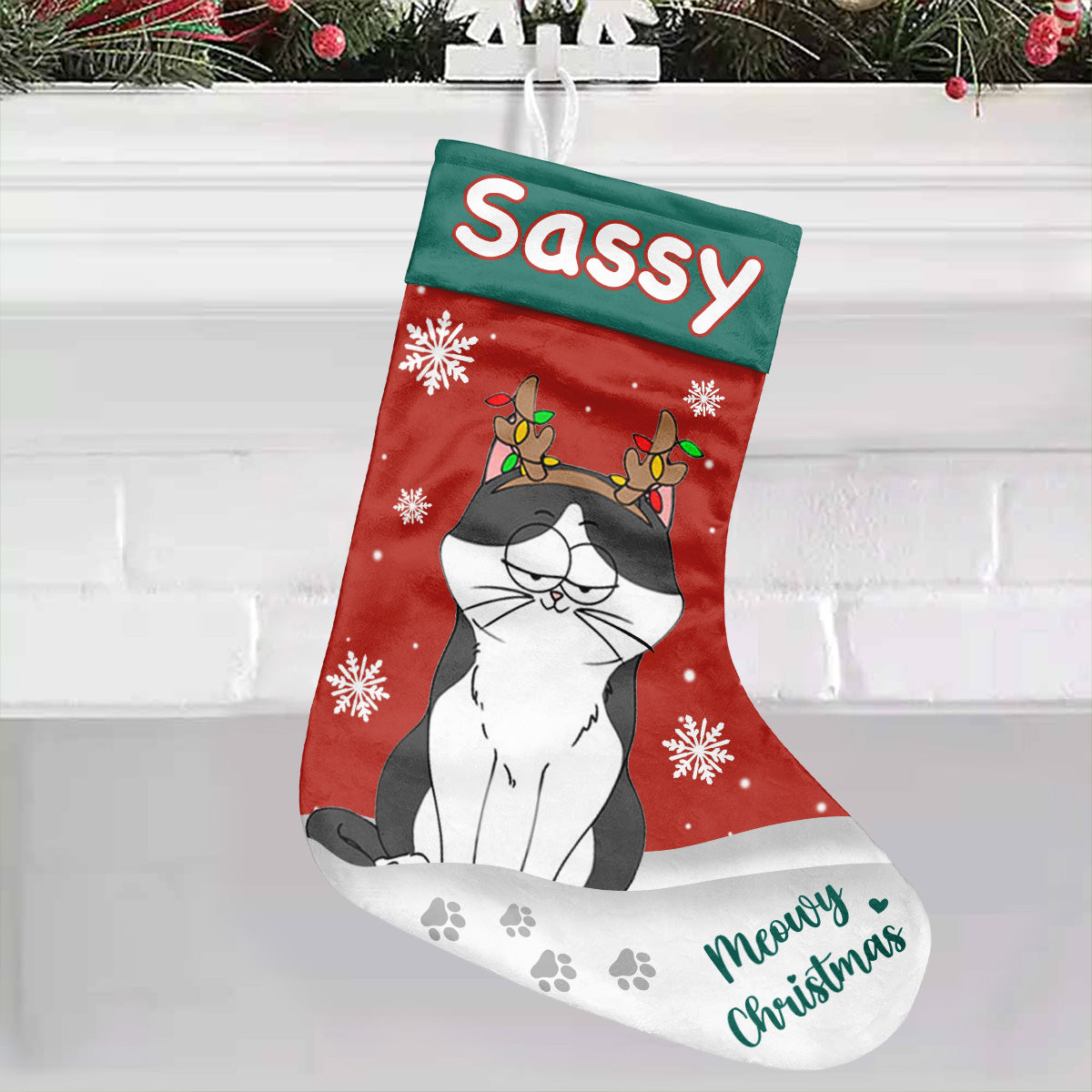 Noël Miaou - Chaussettes de Noël personnalisées pour chats
