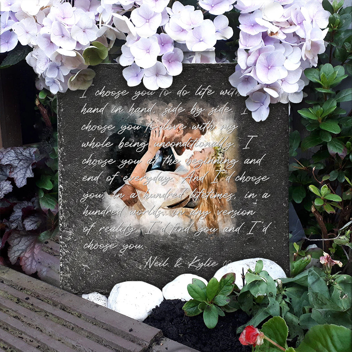 I Choose You - Personalized Husband And Wife Square Shaped Stone
