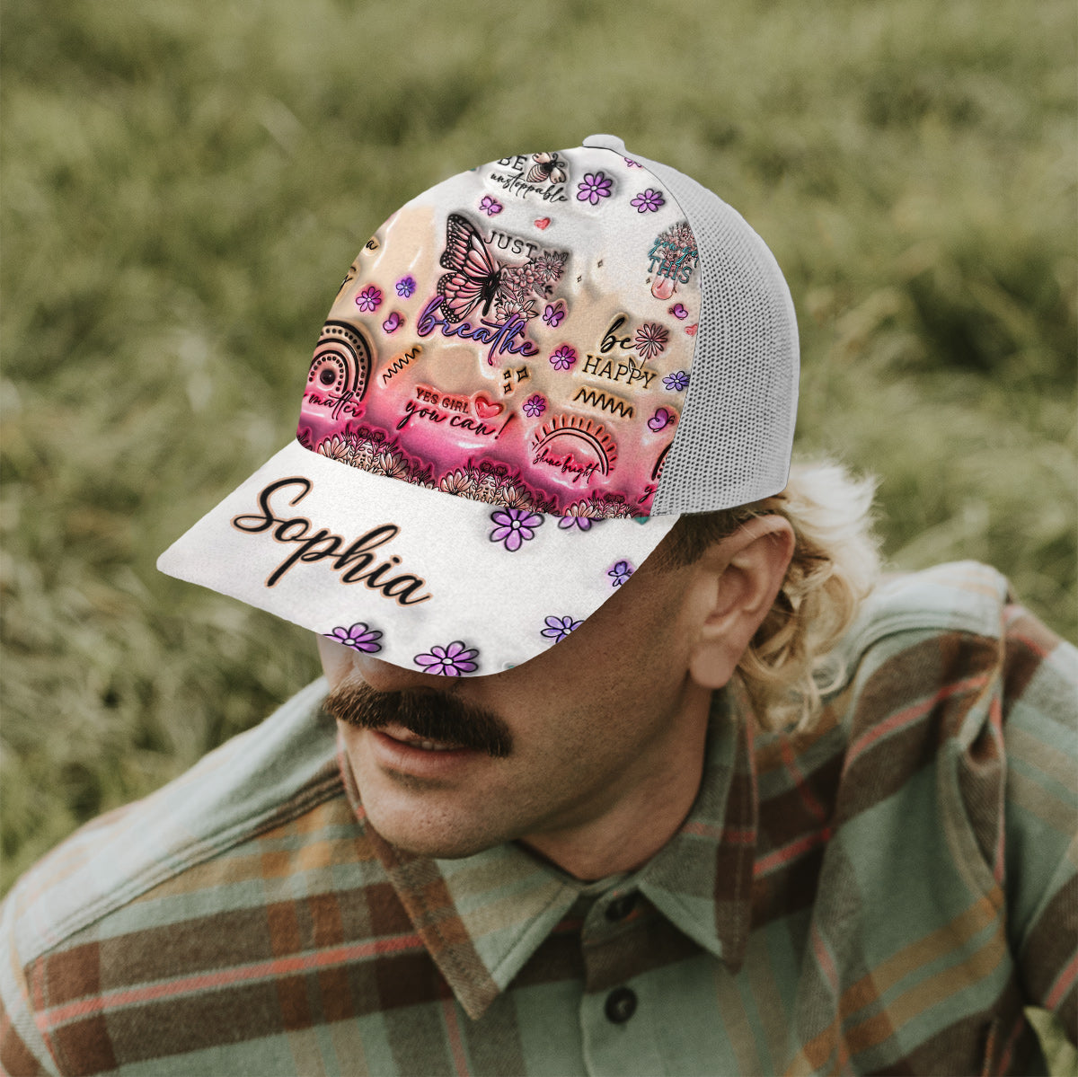 Casquette trucker papillon personnalisée avec affirmations positives