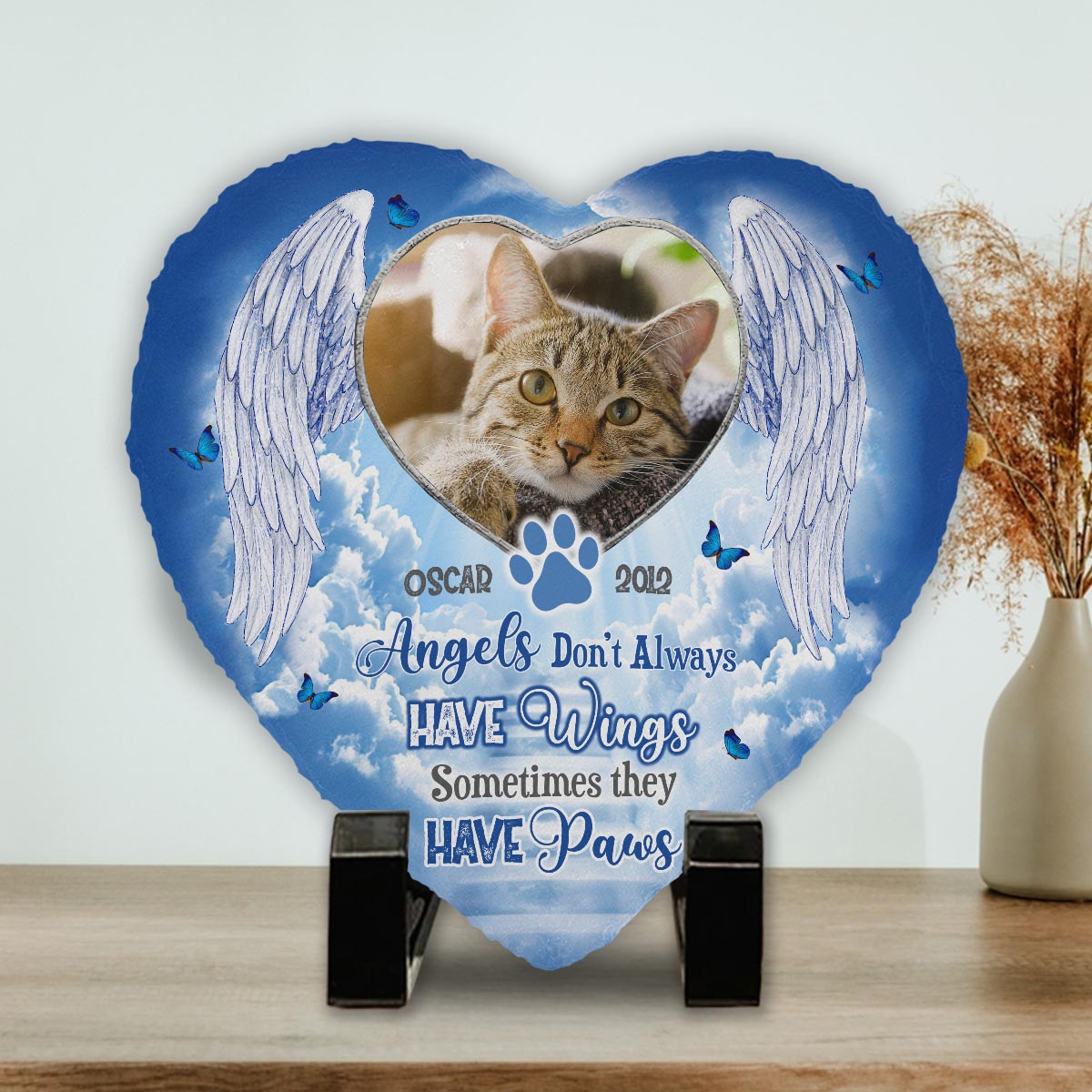 Angels Have Paws - Personalized Dog Heart Shaped Stone