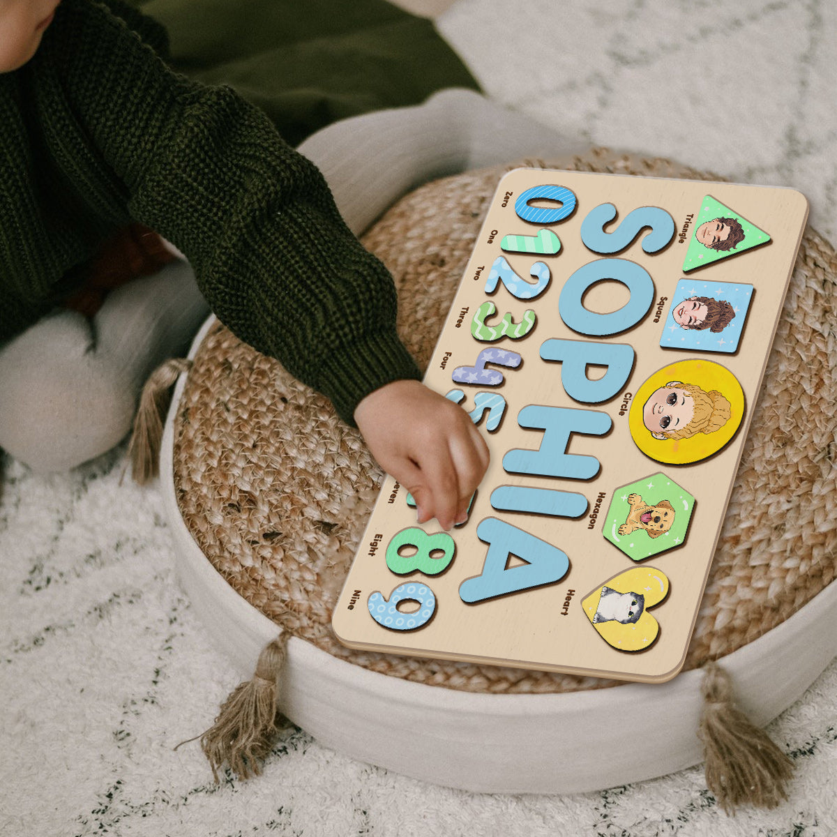 Algebraic Wooden Name Puzzle - Personalized Kid Name Puzzle
