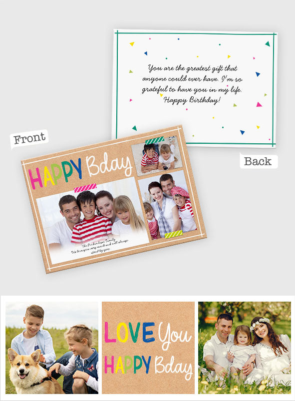 Thank You / Happy bday / Love you  - Personalized Greeting Card