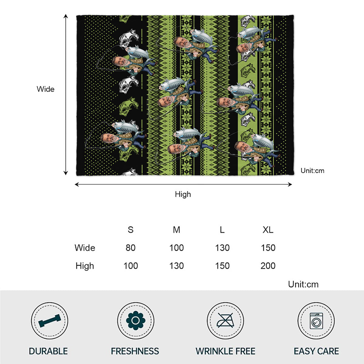 Couverture de pêche personnalisée « J’adore la pêche »