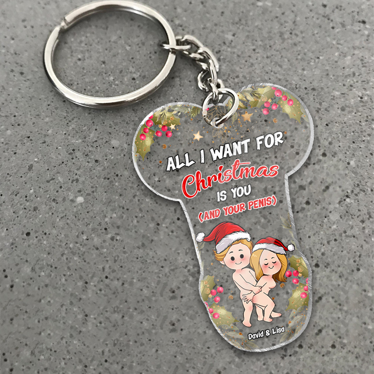 All I Want For Christmas - Personalized Couple Keychain