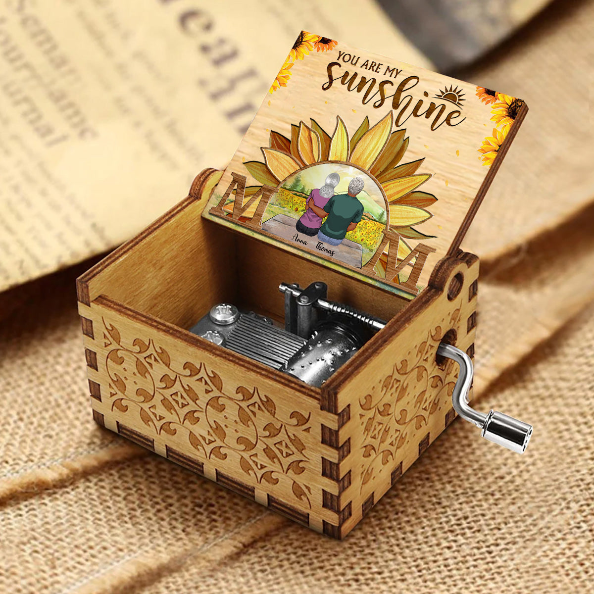 You Are My Sunshine - Personalized Mother Hand Crank Music Box