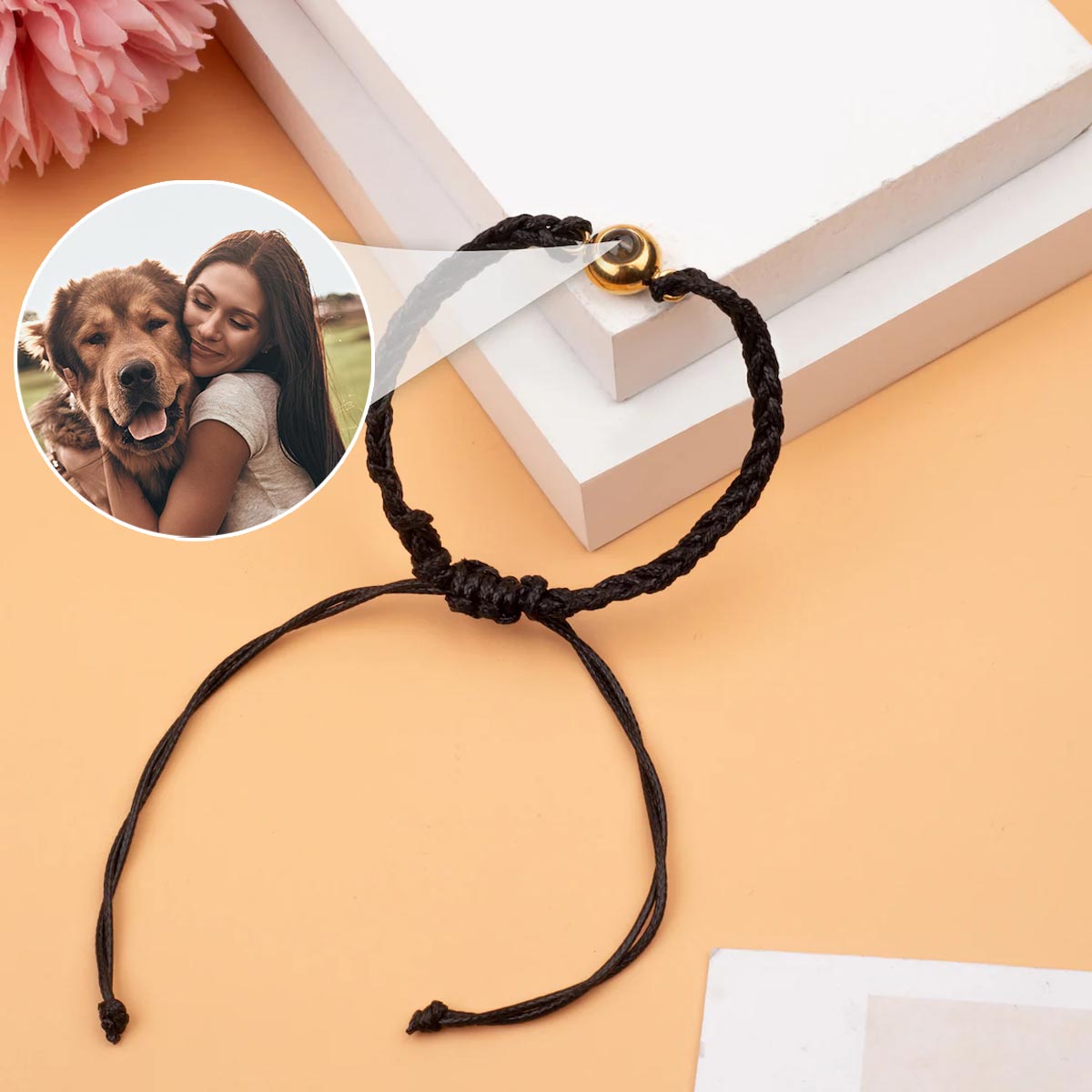 Those We Love Don't Go Away Dog Cat - Gift for dog lovers, who lost dog, who lost cat - Personalized Projection Bracelet