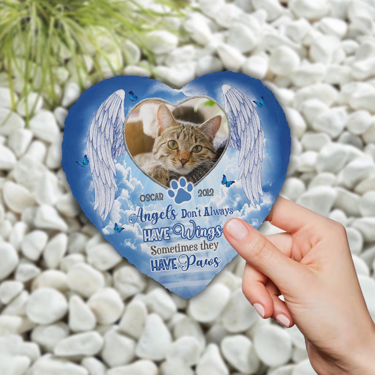 Angels Have Paws - Personalized Dog Heart Shaped Stone