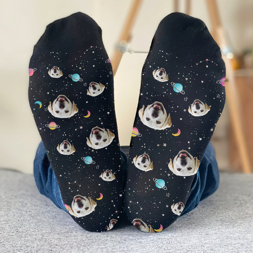 Chaussettes personnalisées pour chiens - Face Galaxy