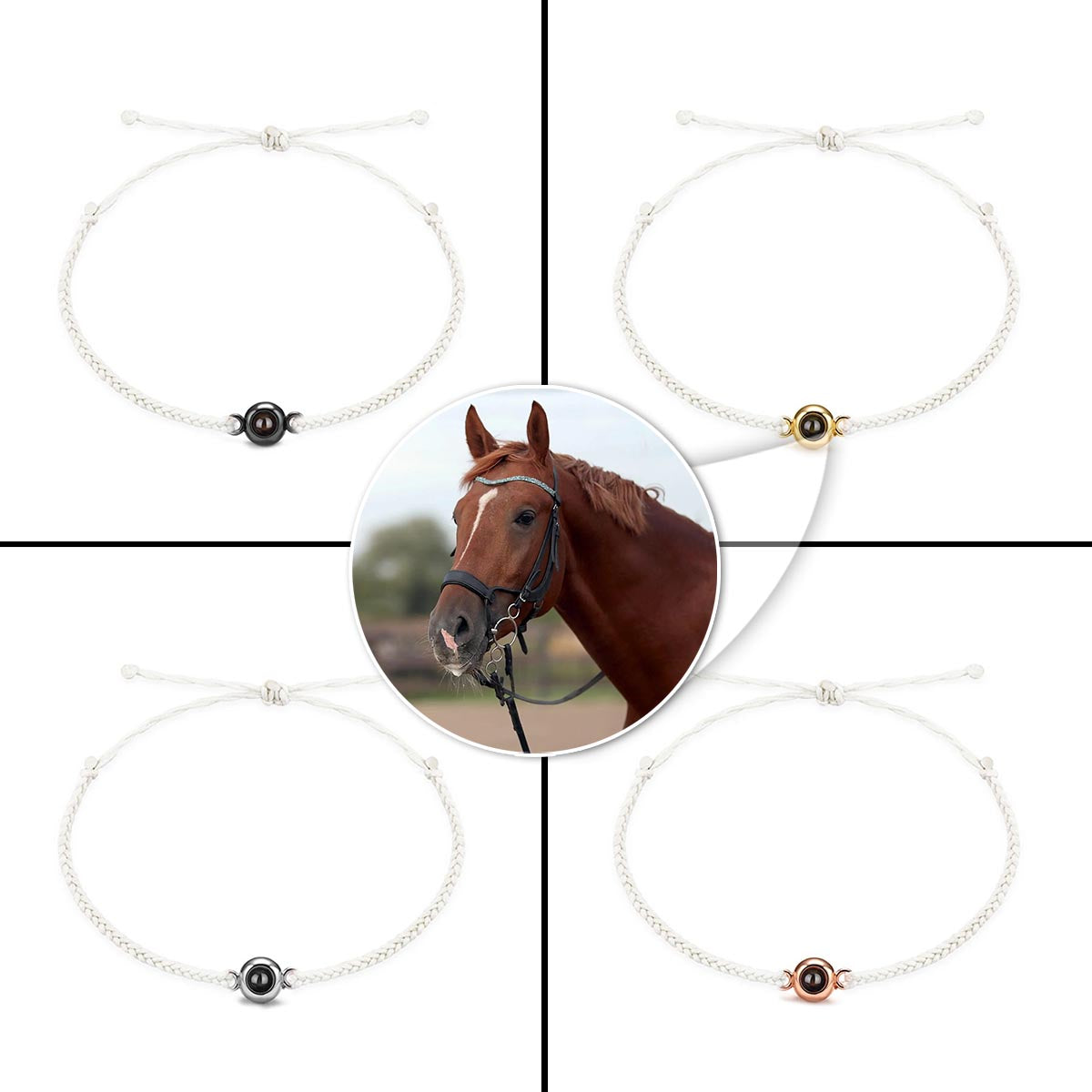 Bracelet à projection de cheval personnalisé « J'aime mon cheval »