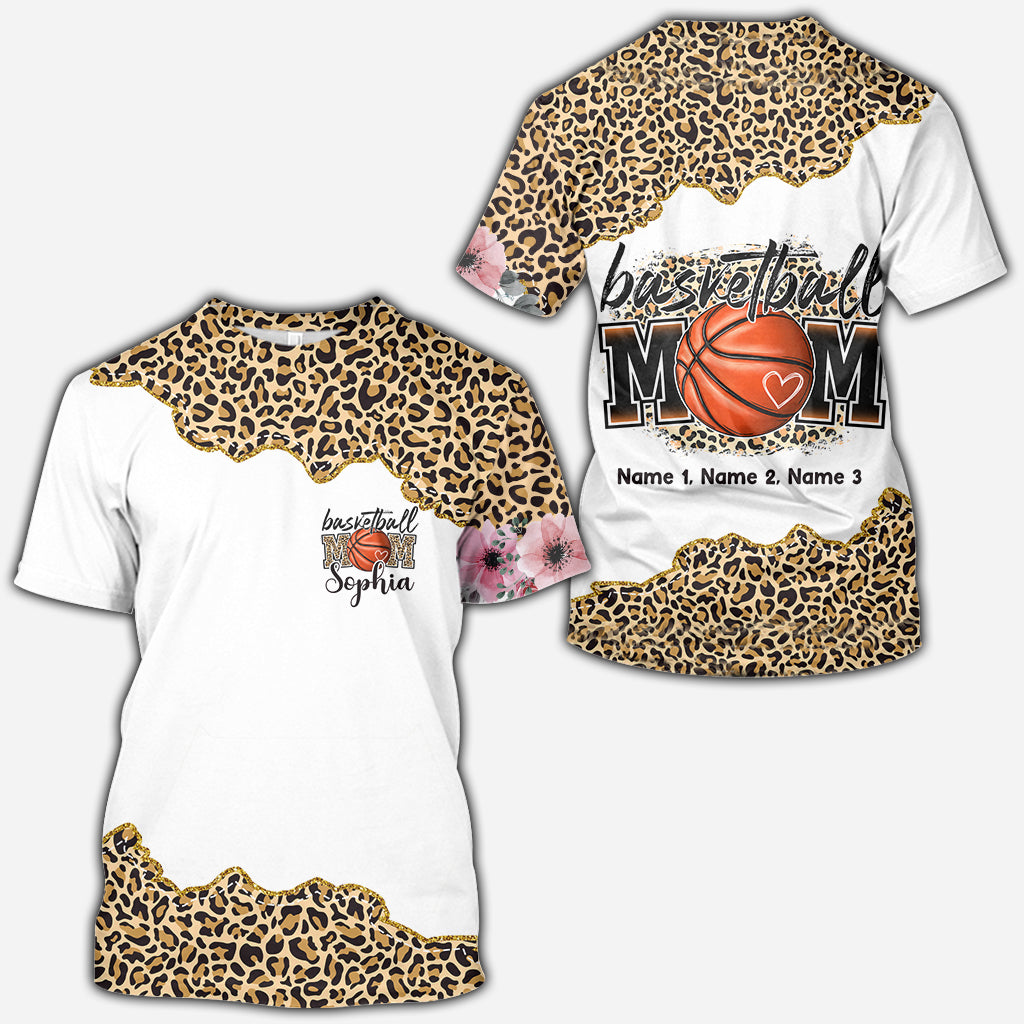 Maman basketteuse léopard - T-shirt de basket personnalisé intégral