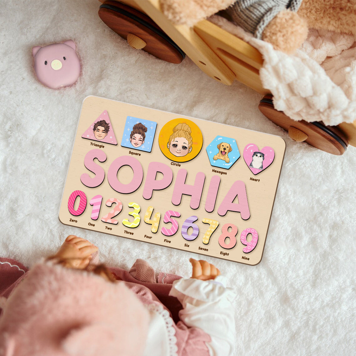 Algebraic Wooden Name Puzzle - Personalized Kid Name Puzzle