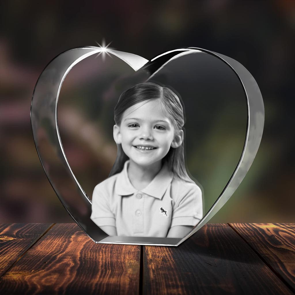 Custom Photo - Personalized Kid Laser Engraving 3D Heart Shaped Crystal Lamp